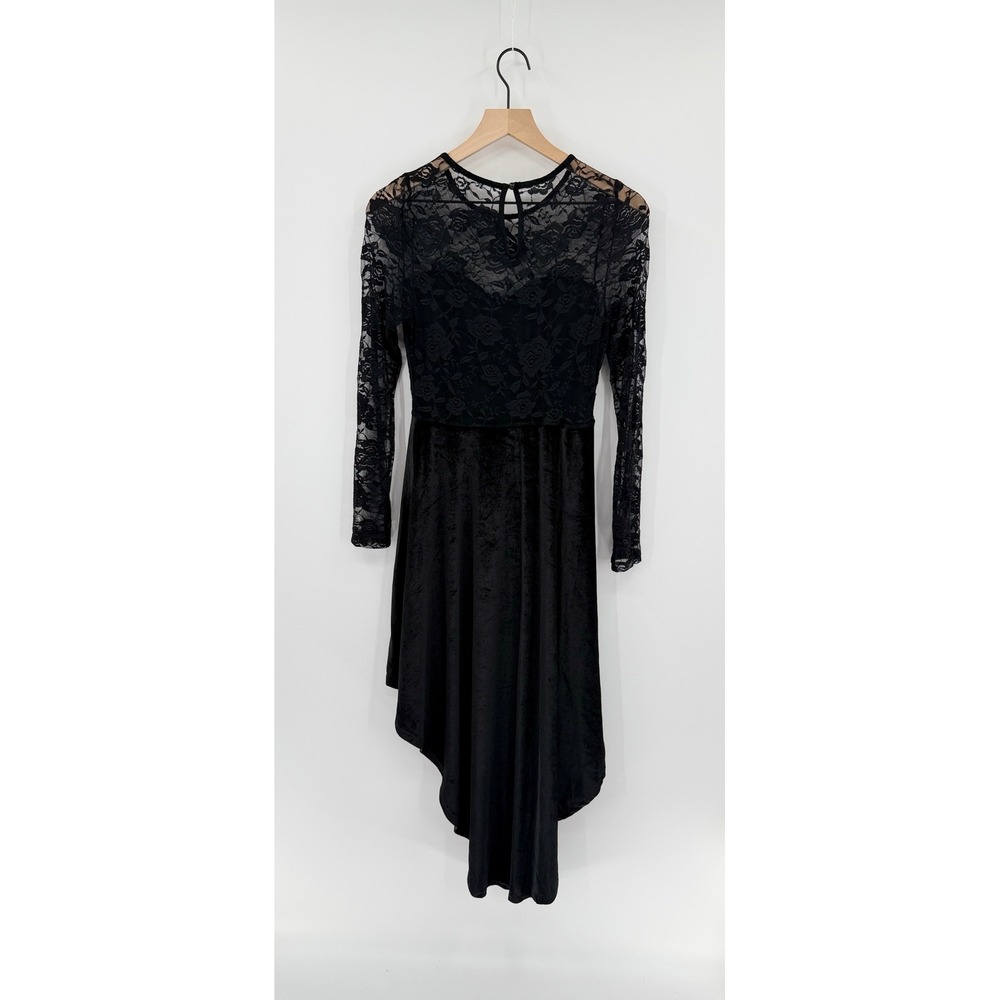 Whimsigoth High Low Lace Velvet Dress M Witchy Steampunk Victorian Fairy Grunge